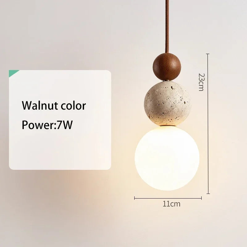 Cream Style Pendant Lamp Bedroom Bedside Led Chandelier Stone Wood Light Designer Bauhaus Medieval Restaurant Bar Small Lights