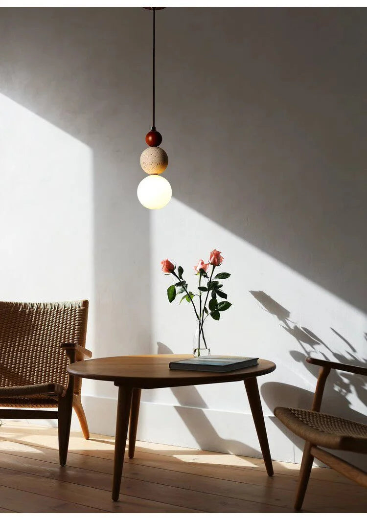 Cream Style Pendant Lamp Bedroom Bedside Led Chandelier Stone Wood Light Designer Bauhaus Medieval Restaurant Bar Small Lights