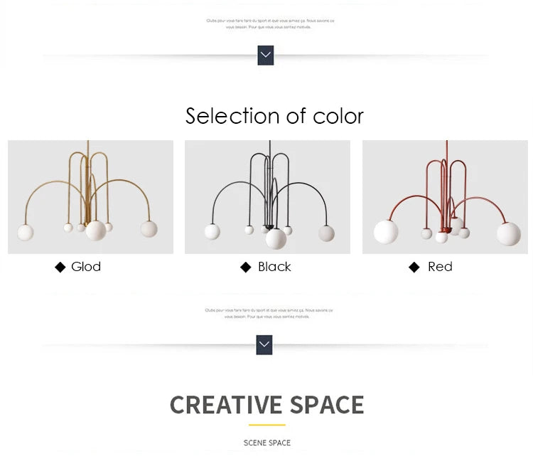 Nordic Minimalist Pendant Light for Living Room Restaurant Lamp Cafe Clothing Store Art Black Gold Red Chandelier