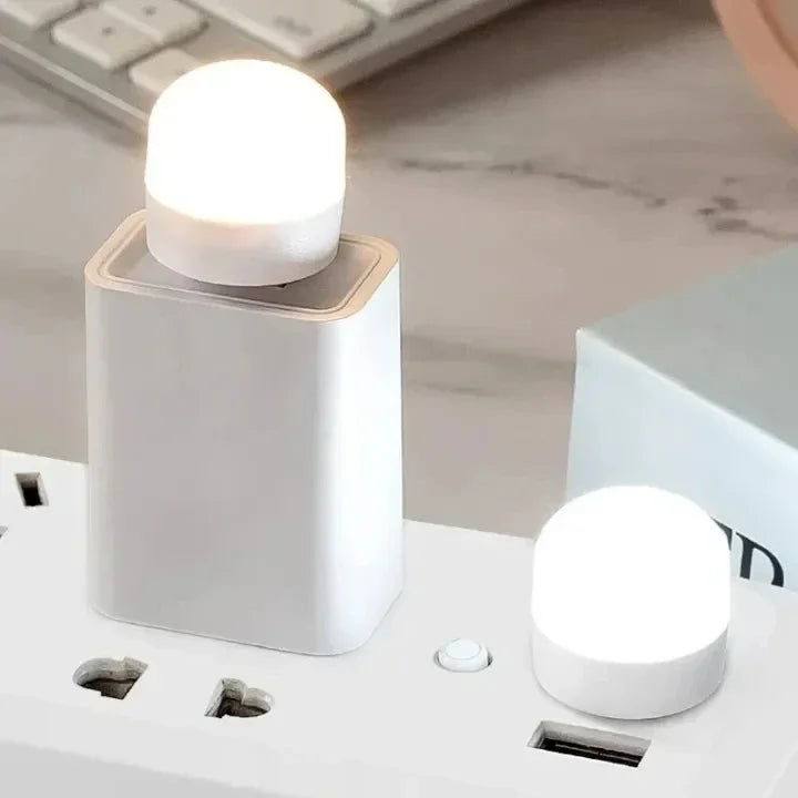 USB Night Light Mini LED Night Light USB Plug Lamp Power Bank Charging USB Book Lights Round Read...