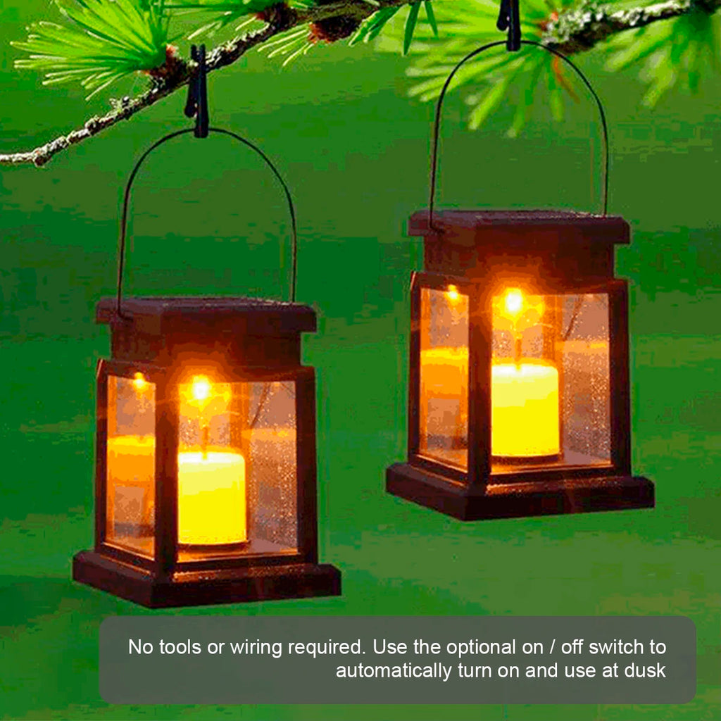 Solar Candle Lantern IP44 Waterproof Hanging Lantern Light Auto ON/OFF Solar Landscape Light for Garden Path Yard Patio Driveway