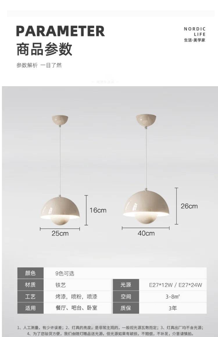 Nordic Led Color Chandelier Macaron Danish Mushroom Hanging Lights Restaurant Kitchen Pendant Lamp Home Luminaire LED Lighting