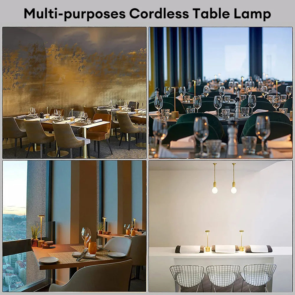 LED Table Lamp Touch Sensor Night Light USB Rechargeable Portable Bedroom Night Light Wireless Reading Lamp Restaurant Hotel Bar