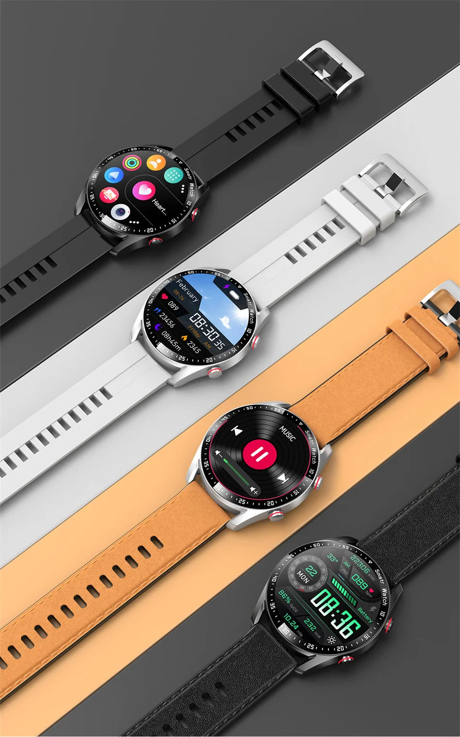 2026 New Bluetooth Call Smart Watch Men 360*360 HD Display Heart Rate Fitness Tracker ECG+PPG Business Smartwatches