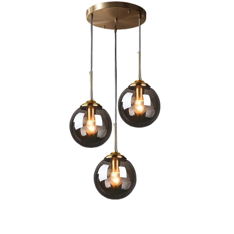 Modern Glass Hanging Lamp E27 Clear Amber Stone Chandelier  Nordic Home Decor Lighting for Living Room Cord Pendant Lights