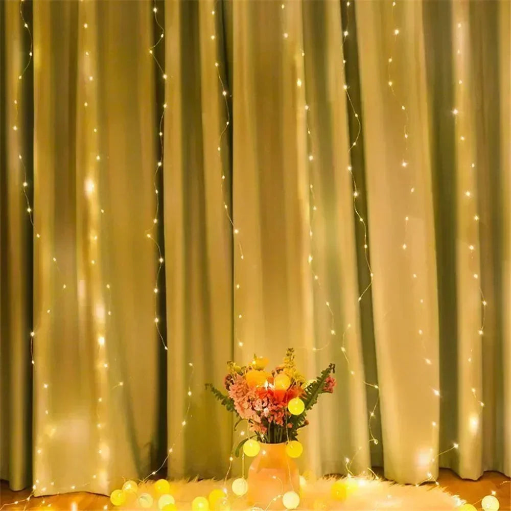 USB Curtain String LampParty Birthday Wall Decoration Garland Wedding Fairy Light 3/6M LED 8 Mode...