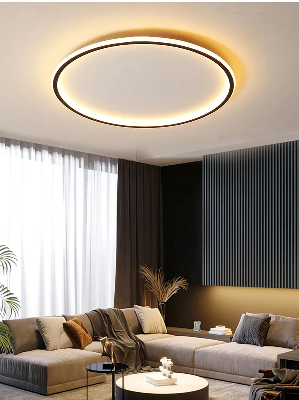 Simple Nordic Style Lighting Ceiling Lamp All White And Black Edge Modern Living Room Lamp Bedroom Home Lighting Decoration