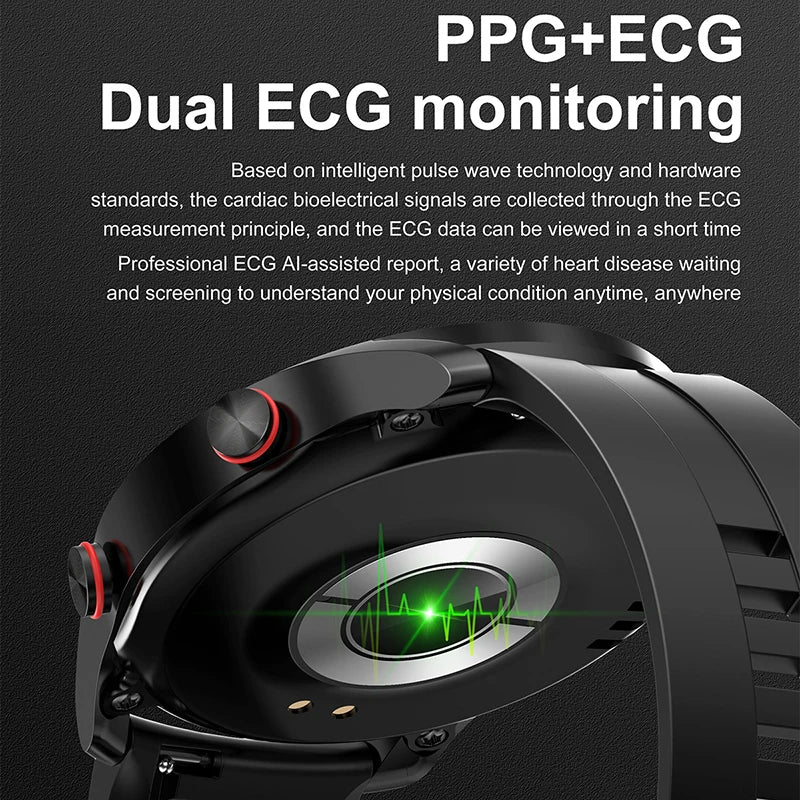 2026 New Bluetooth Call Smart Watch Men 360*360 HD Display Heart Rate Fitness Tracker ECG+PPG Business Smartwatches