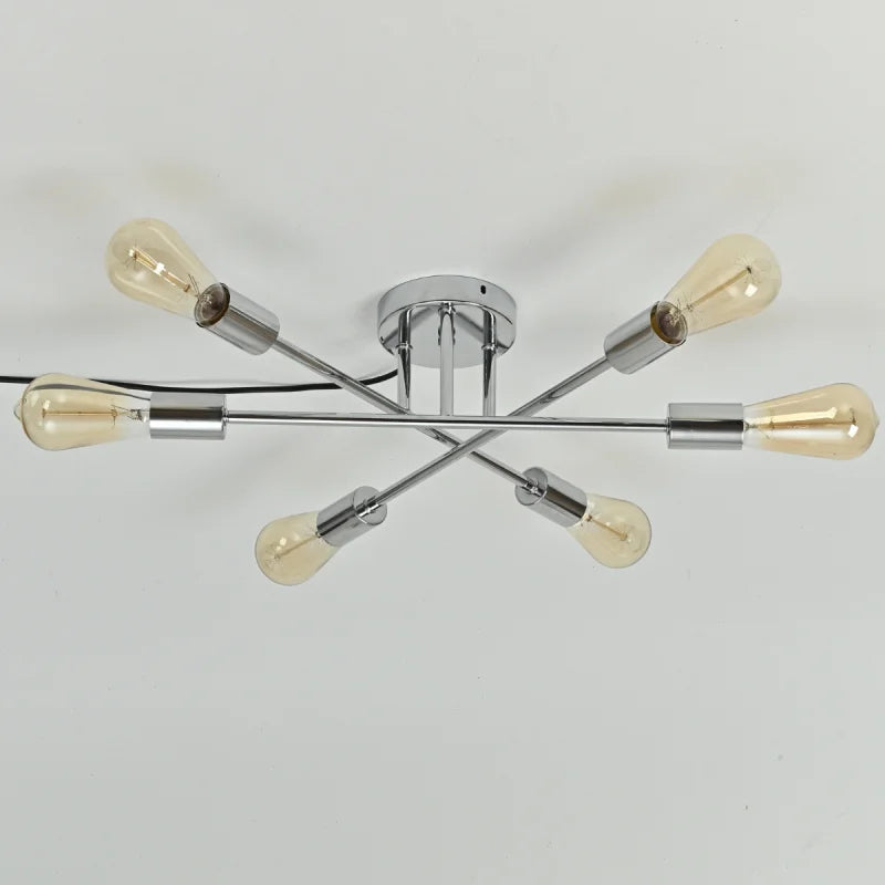 Dropshipping Modern Sputnik Chandelier Nordic Semi Flush Mount Ceiling Lamp Brushed Antique Gold Home Decor Lighting Fixture