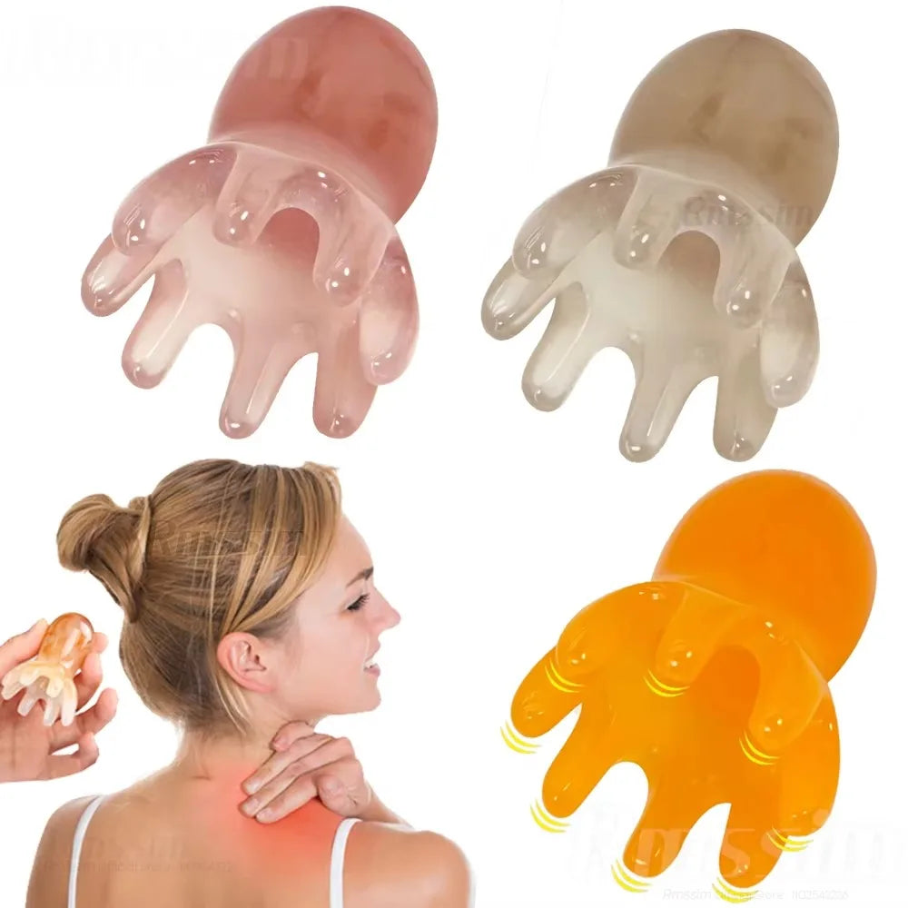 Octopus Massage Comb Resin Head Meridian Scraping Scalp Massage Brush Acupuncture SPA Gua Sha Massage Comb for Fatigue Relief