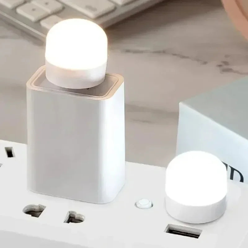 USB Night Light Mini LED Night Light USB Plug Lamp Power Bank Charging USB Book Lights Round Read...