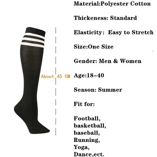 1 Pair Compression Socks Football Socks Non-slip Long Tube Knee High Stockings Socks Striped Soccer Socks Running Sports Socks