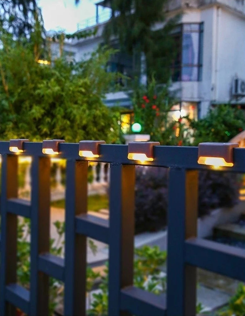 Warm White LED Solar Step Lights Outdoor Garden Path Stair Lights Waterproof Balcony Patio Fence ...