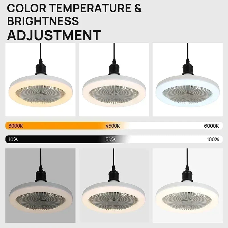 Smart 3-in-1 Ceiling Fan with Remote Control and 3-Speed E27 Lighting Base for Bedroom and Living...