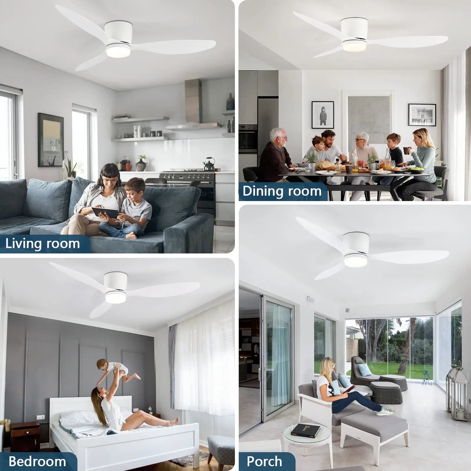 IRALAN Low Floor 52inch Ceiling Fan Modern Bedroom LED Fan Light Dining Living Room Ceiling Lamp ...