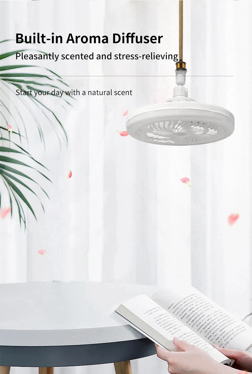 2-in-1 E27 Socket Fan Light Remote Control 85-265V Energy Saving Silent LED Ceiling Fan for Bedro...
