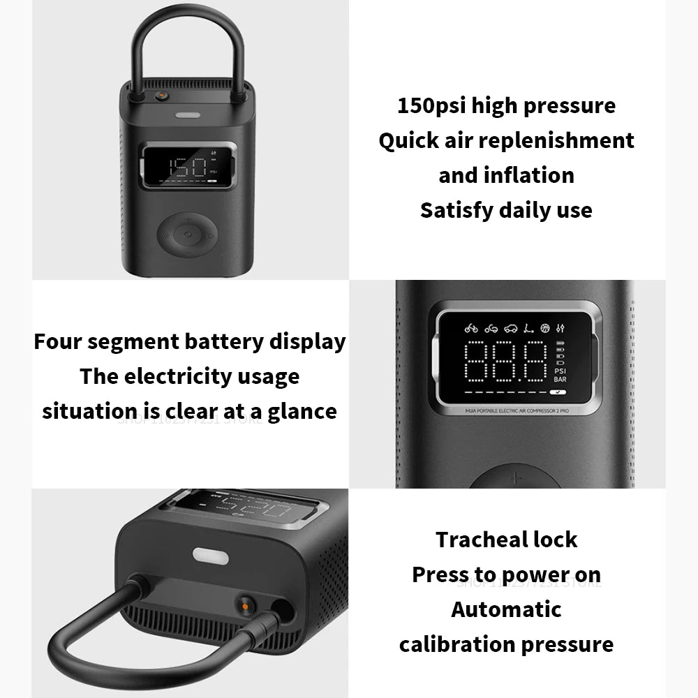 MIJIA Air Pump 2 Pro Portable Electric Inflator Pump Digital Display Inflator 150psi Max Basketball Tire 2500mAh Bike Car