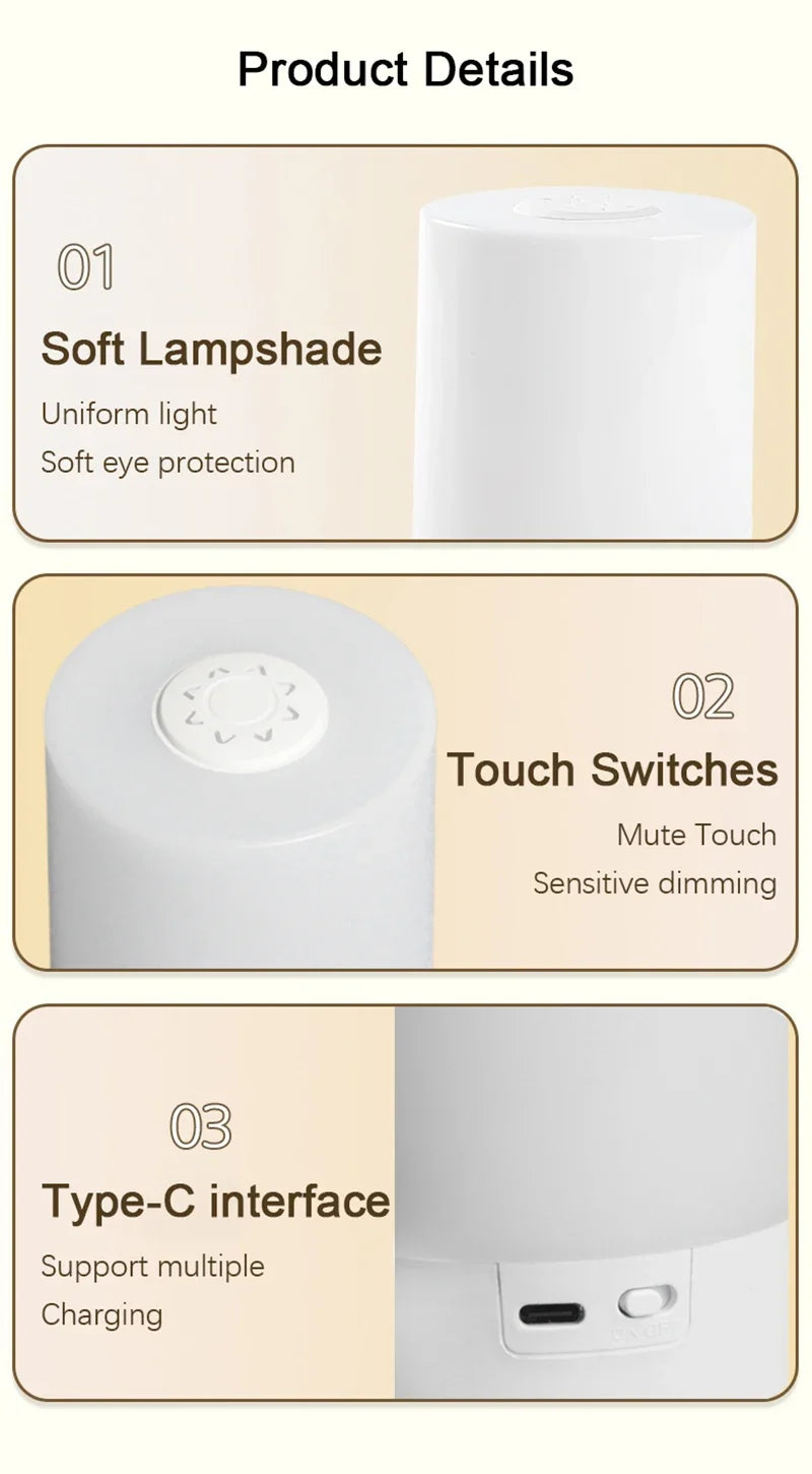 Led Night Lights Bedside Dimmable Charging Desktop Night Lamps Bedroom Bedside Lighting Decoratio...