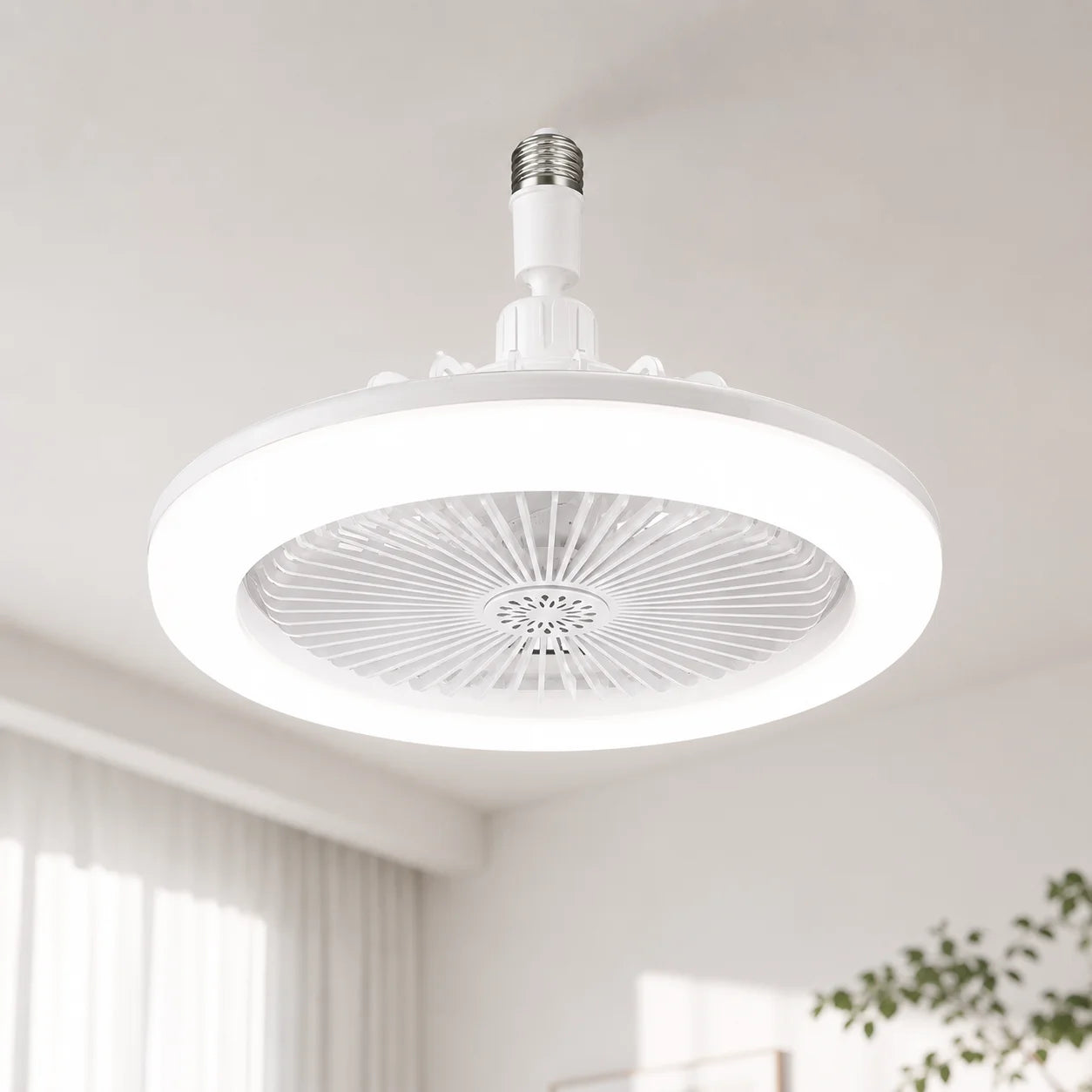 3 in 1 E27 Ceiling Fan Light with Remote Control Rotatable LED Lamp Converter Base for Bedroom Li...