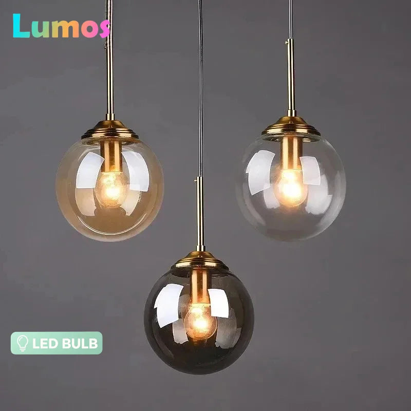 Modern Luxury Metal Chandelier Nordic Creative LED Glass Pendant Lamp Living Room Dining Room Bedside Simple Small Hanging Lamp
