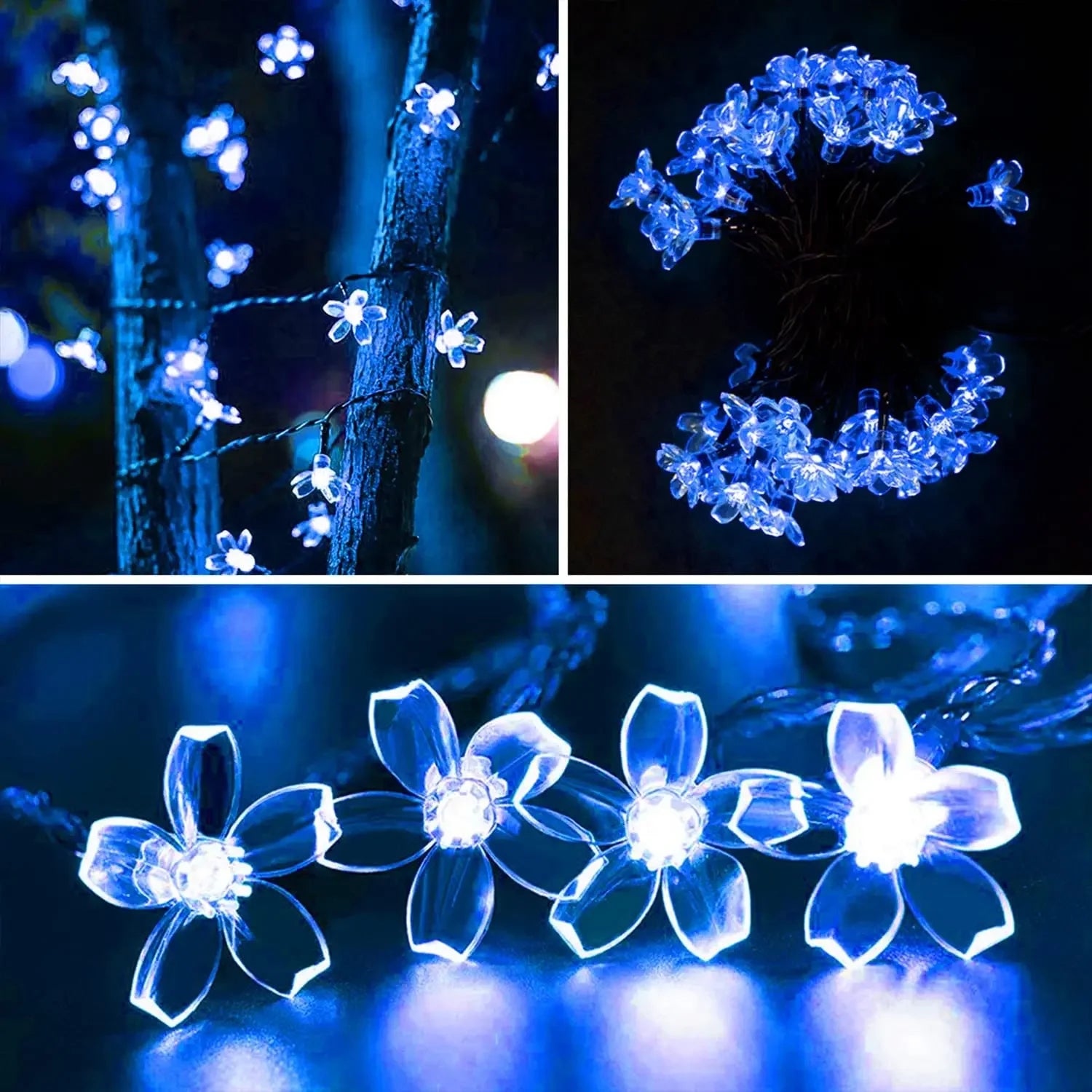 Solar Cherry Garden Flower LightsBattery-operated Garland Solar Outdoor Waterproof Lawn Pathway Christmas Decoration