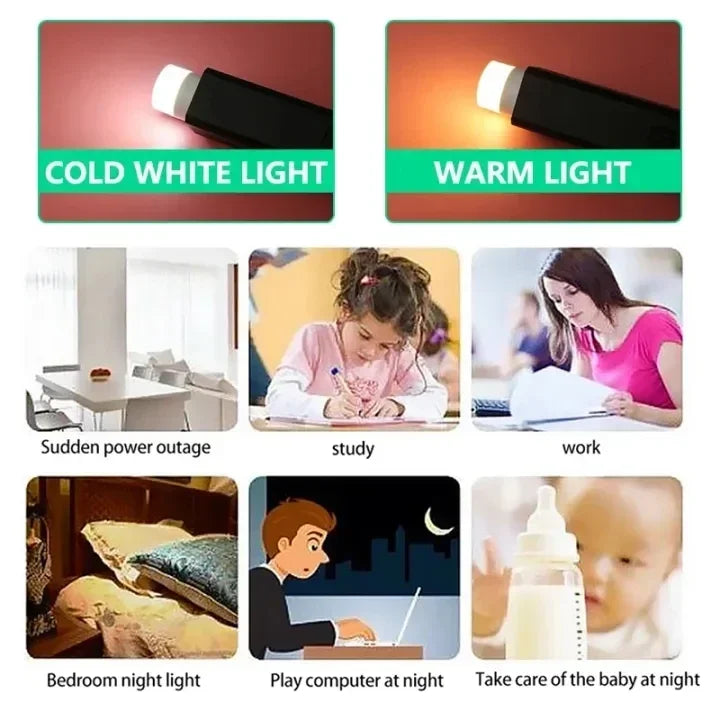 USB Night Light Mini LED Night Light USB Plug Lamp Power Bank Charging USB Book Lights Round Read...