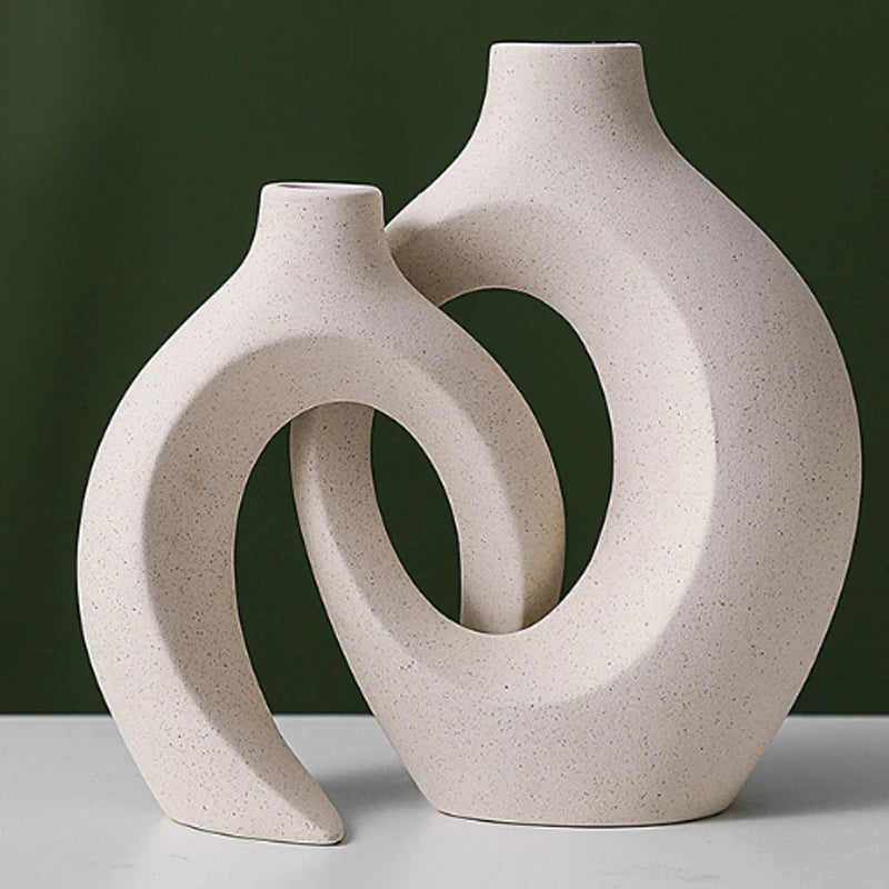 European Style White Plastic Vase Set Simple Creative Home Decor for Living Room Entryway TV Cabinet
