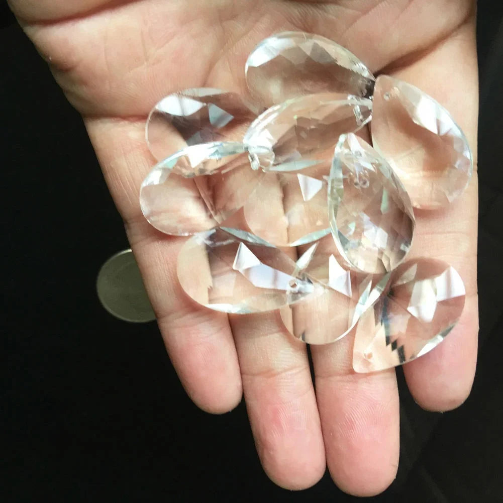 28mm Tear Drop Crystals Prism Sun Catcher Clear Glass Chandelier Crystal Parts DIY Hanging Pendant Jewelry Spacer Fac...
