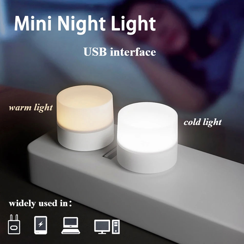 Mini USB Night Light Warm White Eye Protection Book Reading Light USB Plug Computer Mobile Power ...