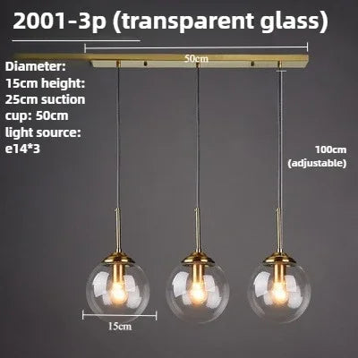 Modern Glass Hanging Lamp E27 Clear Amber Stone Chandelier Nordic Home Decor Lighting for Living Room Cord Pendant Li...