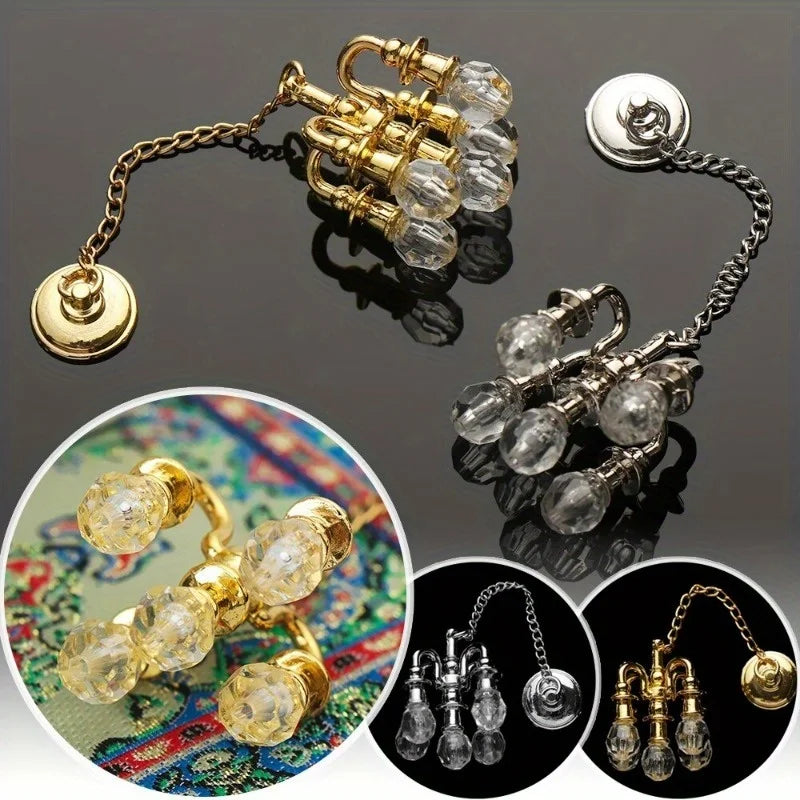 1:12 Scale Vintage Chandelier Mini Furniture Toy Playing House Miniature Dollhouse Ornament Ceiling Lamp Model Doll Accessories