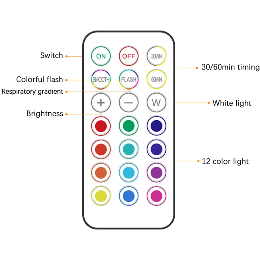 RGB Color Under Cabinet Light Wireless LED Light Remote Control 12 Color Touch Dimmable Night Lig...