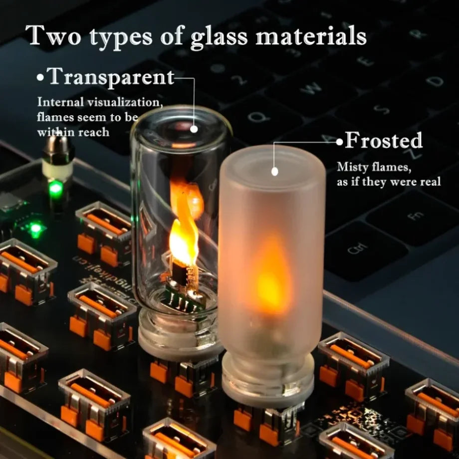 USB 5V Powered Simulated Flame Flickering LED Night Light Clear Frosted Glass Candle for Home Roo...