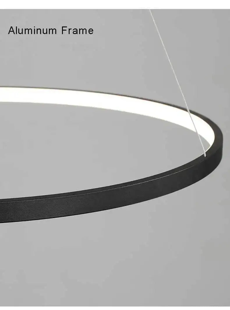 Nordic Ring Led Chandelier Lighting Aluminium Circle Lustre Dinning Room Pendant Lamp Black White Gold Frame Led Lamp Fixtures