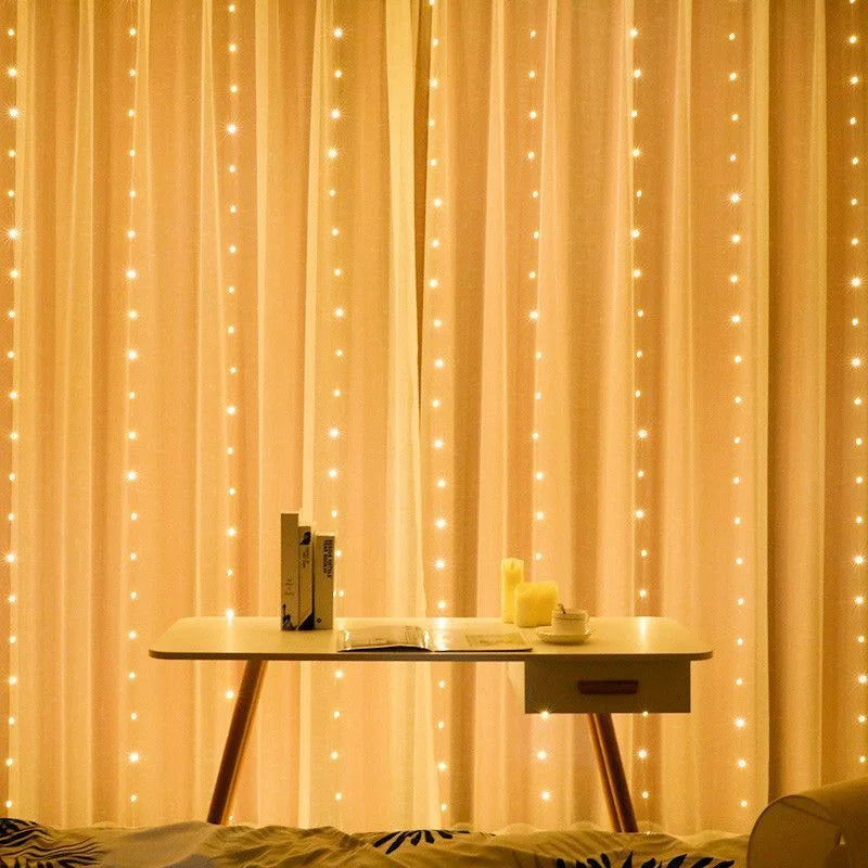 3/6M USB LED Curtain 8Modes Remote Control String Lights Holiday Wedding Fairy Garland Lights For...