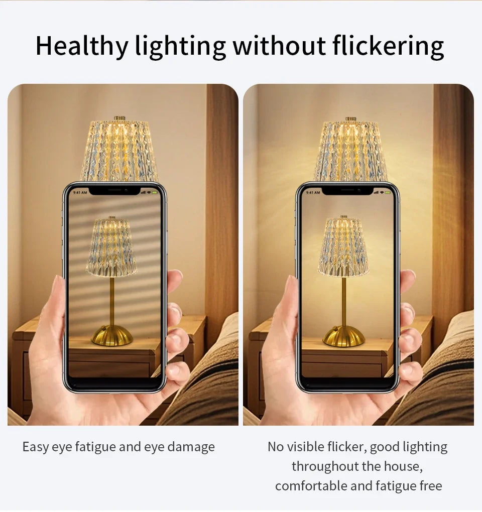 Dimmable Desktop Decor Night Light Table Lamp LED Touch Sensor Rechargeable Wireless Reading Lamp for Hotel Bar Bedroom Light