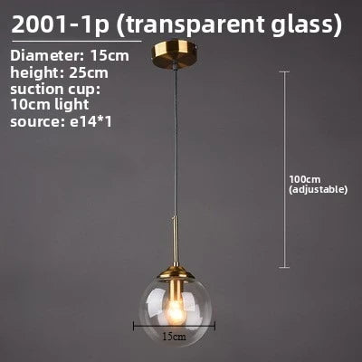 Modern Glass Hanging Lamp E27 Clear Amber Stone Chandelier Nordic Home Decor Lighting for Living Room Cord Pendant Li...