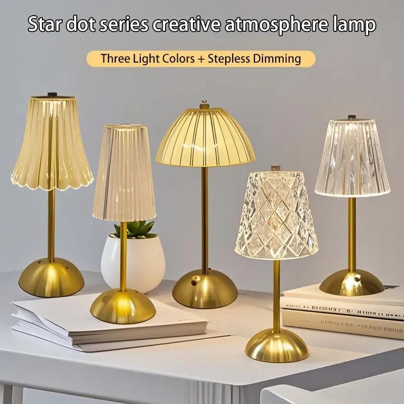 Dimmable Desktop Decor Night Light Table Lamp LED Touch Sensor Rechargeable Wireless Reading Lamp for Hotel Bar Bedroom Light