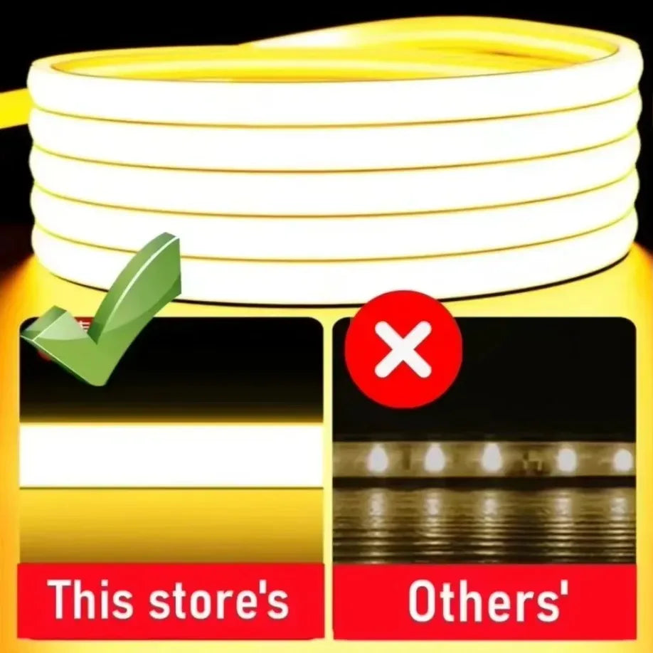 COB LED Lamp Strip FOB LED Tape 288LEDs/m Switch/Dimmable Power EU Plug RA90 Outdoor IP65 Wa...