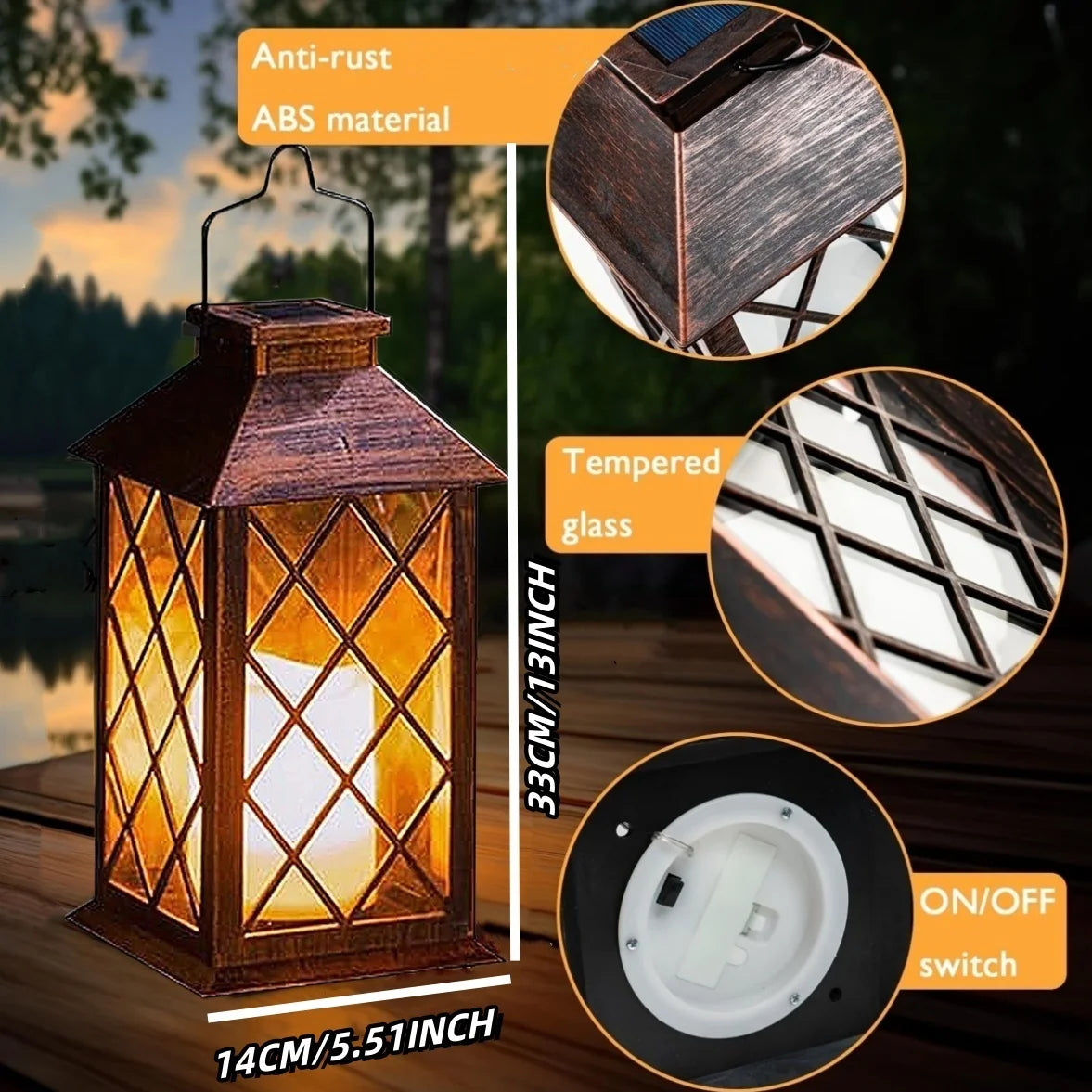 1 PC Solar Lantern Candle Lamp Outdoor Waterproof LED Lights for Garden Decorative Lighting Pathway Lighting
