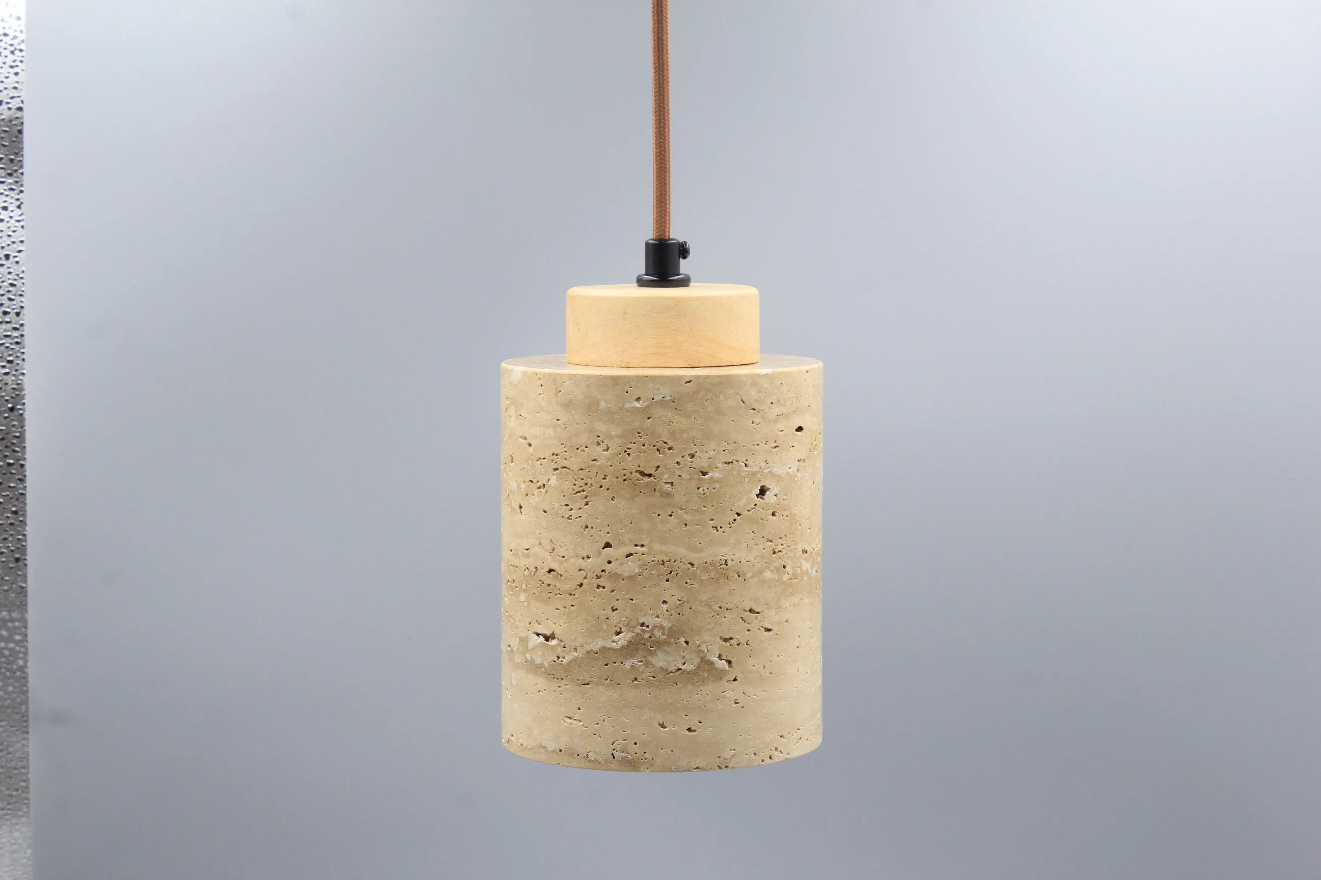 YOKO Wabi-Sabi Yellow Travertine Pendant Light, Japanese Cave Stone for Kitchen Island Restaurant Bedroom Bedside Home Decor
