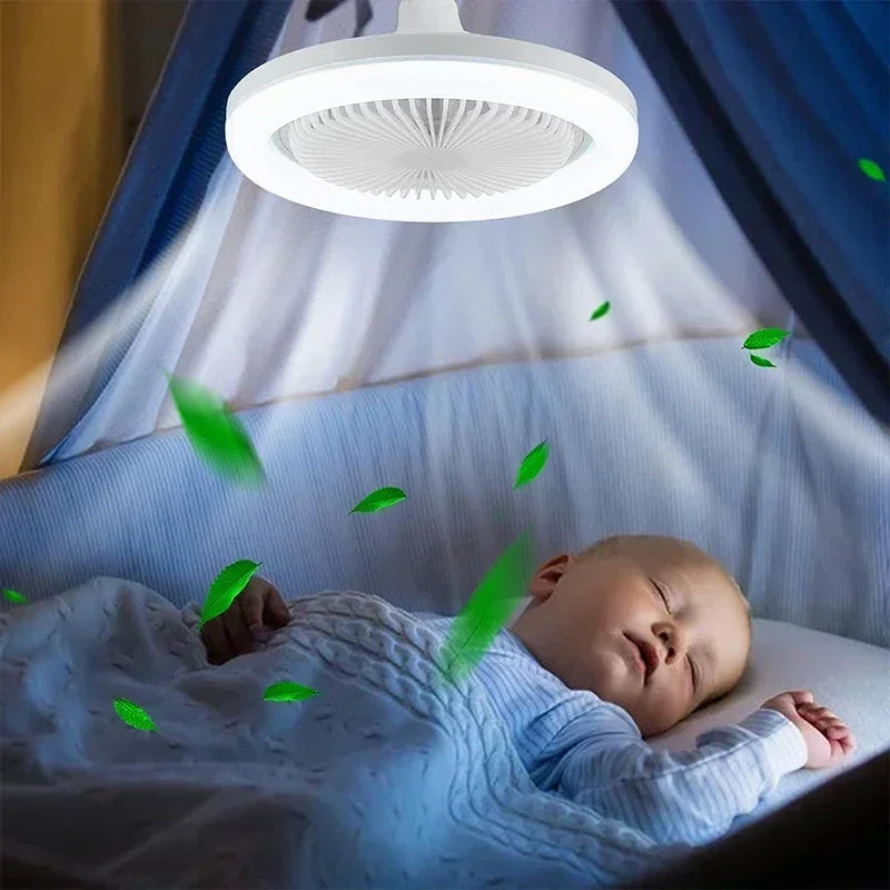Smart 3-in-1 Ceiling Fan with Remote Control and 3-Speed E27 Lighting Base for Bedroom and Living...