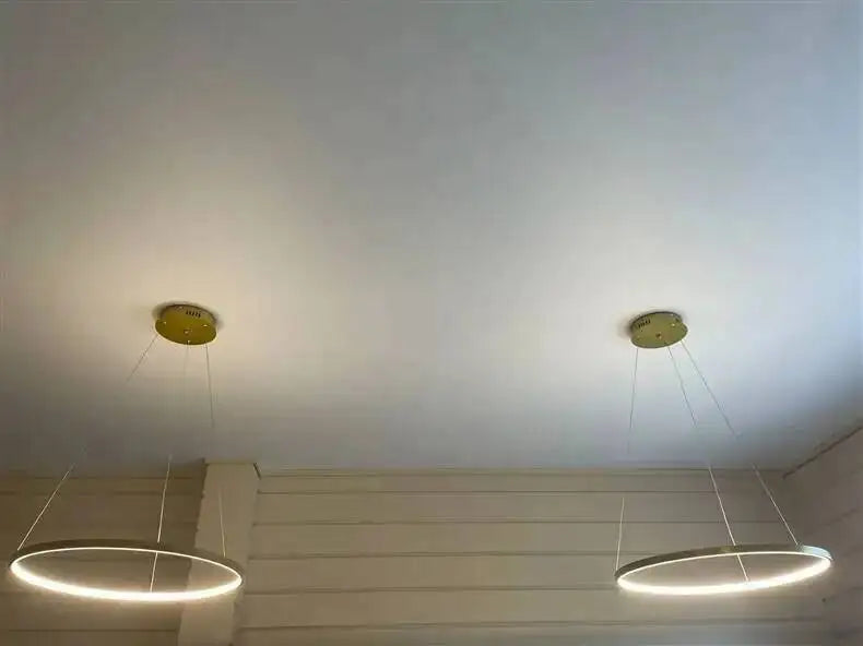 Nordic Ring Led Chandelier Lighting Aluminium Circle Lustre Dinning Room Pendant Lamp Black White Gold Frame Led Lamp Fixtures