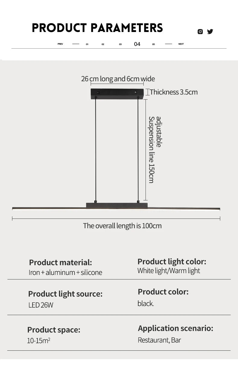 Pendant Light Modern Simple Dining Room Light For Wall Kitchen Long Chandelier Living Room Pendant Lamp Home Decoration Lighting