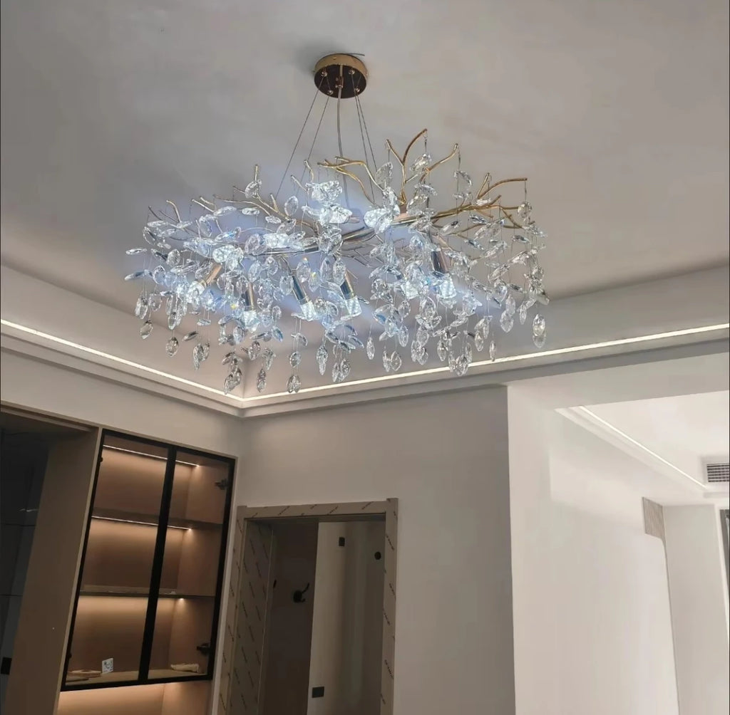 Luxury Gold Crystal LED Chandeliers Living Dining Room Bedroom Lighting Lustre Ceiling Pendant Lamps Indoor Villa Lights Fixture