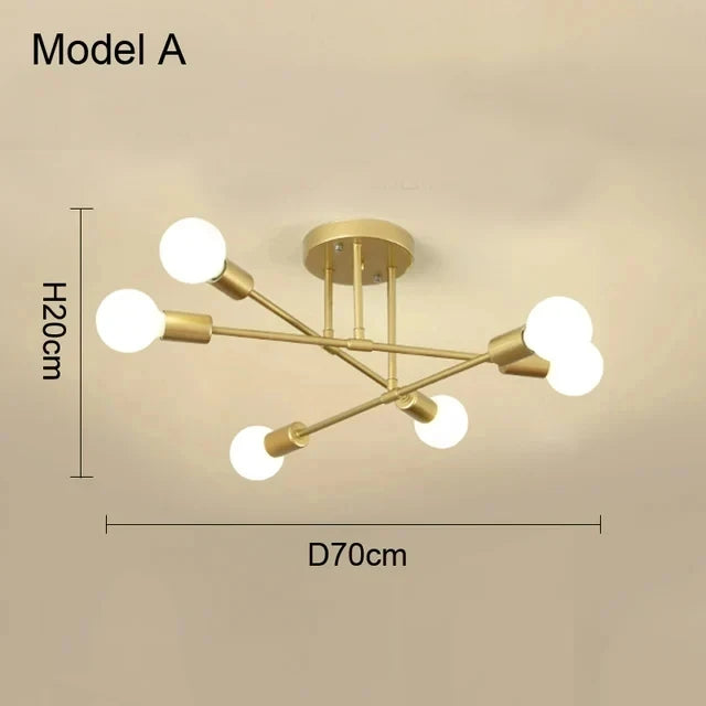 Nordic Minimalist Pendant Light Ceiling Lamp LED Chandelier Suitable for Bedrooms Living Rooms Black Gold Lighting De...