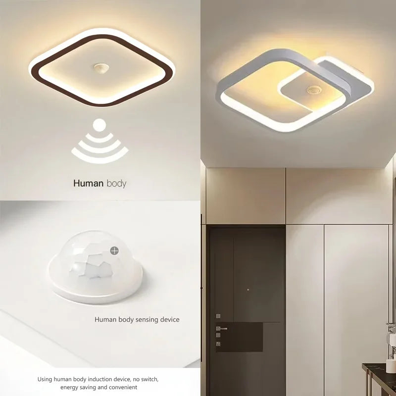 Modern LED Ceiling Light Chandelier Smart Ceiling Lamp with Motion Sensor for Stair Corridor Hallway Entrance Lighting Fixture