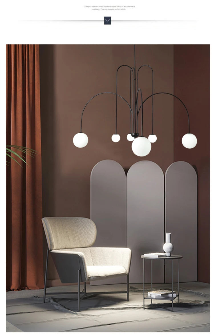 Nordic Minimalist Pendant Light for Living Room Restaurant Lamp Cafe Clothing Store Art Black Gold Red Chandelier