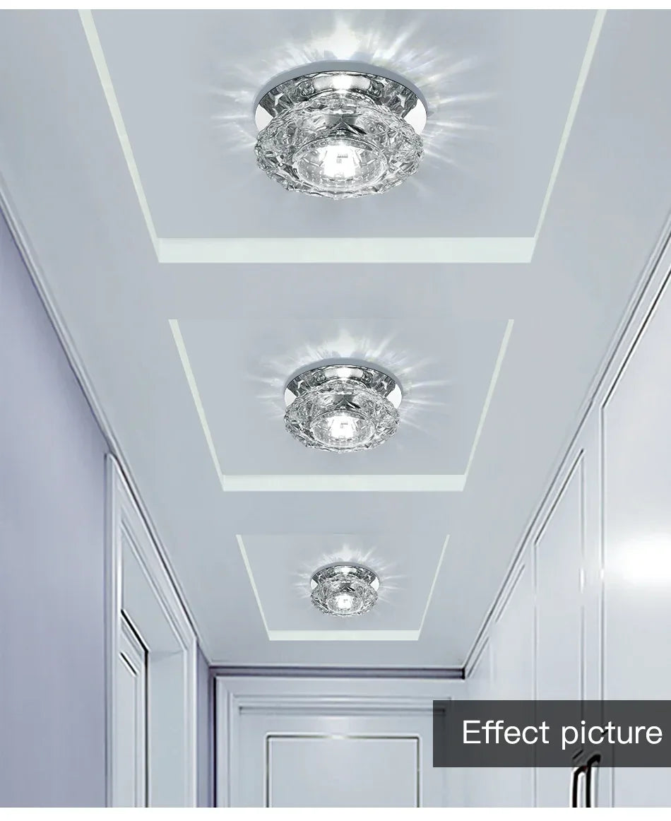 LED Crystal Lamp Embedded Ceiling Light for Home Living Room Corridor Decorative Ceiling Lamp Porch Balcony Indoor Lighting