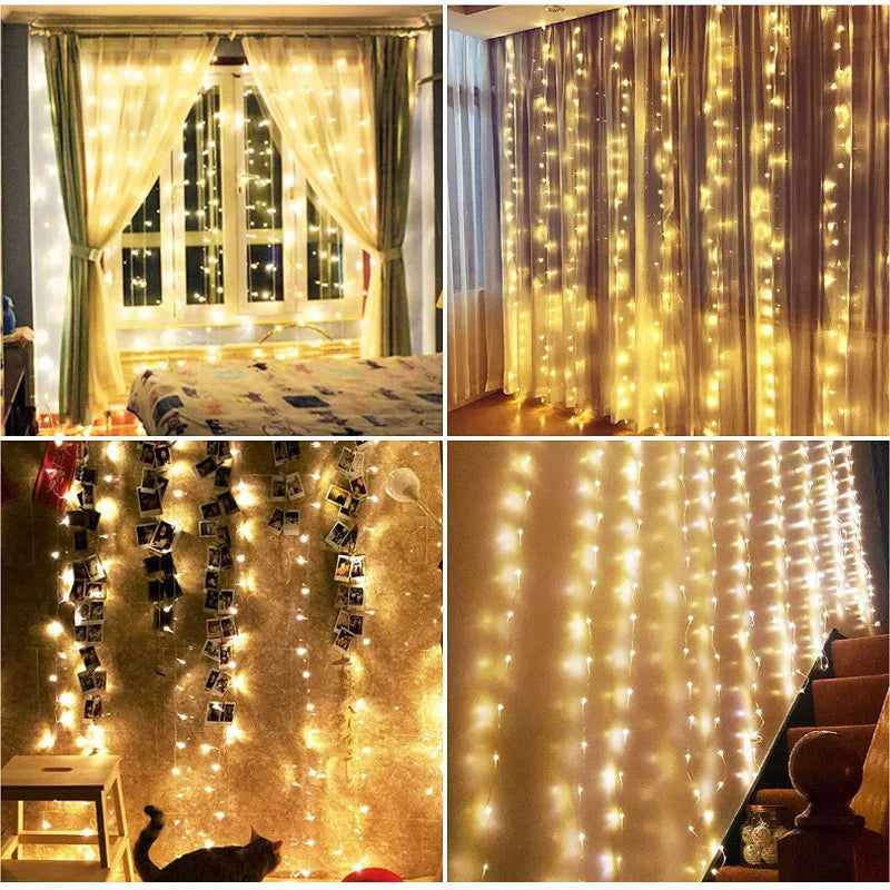 3/6M USB LED Curtain 8Modes Remote Control String Lights Holiday Wedding Fairy Garland Lights For...